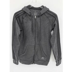 Adidas Climawarm Heather Gray Zip Up Hoodie Sweatshirt Thumb Holes Women's S